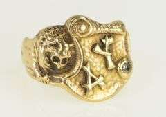 14K Yellow Gold 1930's Chinese A Y Monogram Diamond Ring