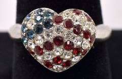 Sterling Silver American Flag Heart Ring