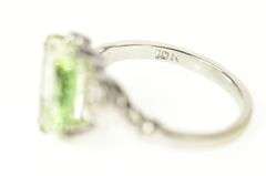 10K White Gold 1950's Retro Lemon Lime Quartz CZ Bypass Ring