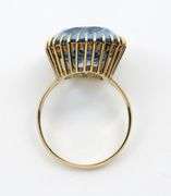 Glittery 14K YG Blue Topaz Ring