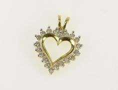 14K Yellow Gold 0.30 Ctw Diamond Heart Love Symbol Pendant