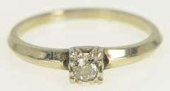14K Yellow Gold 1940's Diamond Solitaire Classic Promise Ring