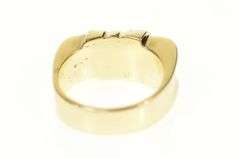 14K Yellow Gold 1940's Diamond Squared Ribbon Statement Ring