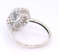 Gorgeous White Gold oval Aquamarine and accent Diamond Halo Ring