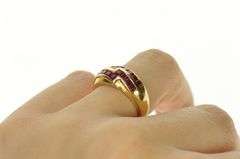 14K Yellow Gold Princess Natural Ruby Encrusted Band Ring