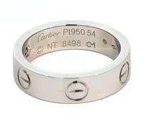 Cartier Single Diamond Love Band Ring in Platinum W/Box, SZ 54