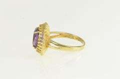 14K Yellow Gold Oval Amethyst Vintage Filigree Statement Ring