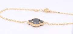 14Kt Yellow gold black onyx clover bracelet