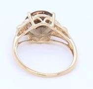 14kt Yellow gold smoky quartz and diamond accent ring