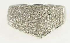 14K White Gold Pave White Sapphire Encrusted Statement Ring