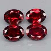 Set of 4 top red VS Garnets weighing 5.94 carats
