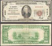 $20 1929 The Lumbermen's National Bank of Menominee, MI Ch# 4454 Serial #83 VF