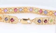 Charming Yellow Gold Square Cut Garnet, Iolite, Citirne, Amethyst and Peridot Bracelet