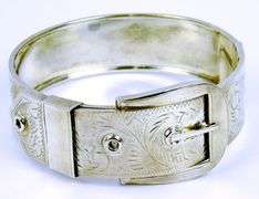 Vintage Sterling Silver Wide Buckle Bangle Bracelet