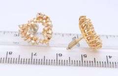 Dazzling Yellow Gold Diamond Cluster Heart Shaped Earrings