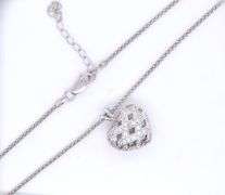 925 Sterling silver cubic zirconia heart shaped pendant on popcorn chain necklace
