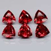 Trillion cut 5.52ct cherry red Garnet set