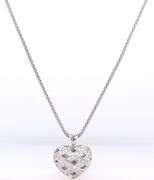 925 Sterling silver cubic zirconia heart shaped pendant on popcorn chain necklace