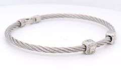 Charriol classique two tone diamond two square station cable bracelet
