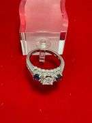 CERTIFIED 14K HITE GOLD DIAMOND AND SAPPHIRE RING
