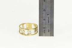 14K Yellow Gold Good Luck Clover Horse Shoe Band Ring