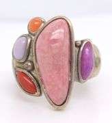 Group Lot of 3 Vintage 925 Sterling Silver Gemstone Rings