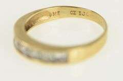 14K Yellow Gold Princess Cubic Zirconia Vintage Band Ring