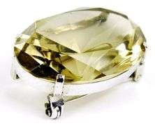 Vintage Sterling Scarf Brooch with Huge Gemstone