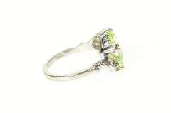 10K White Gold 1950's Retro Lemon Lime Quartz CZ Bypass Ring