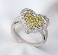 Sweet Heart Ring with yellow & White Diamonds