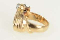 14K Rose Gold 1930's Syn. Ruby Diamond Swirl Ring