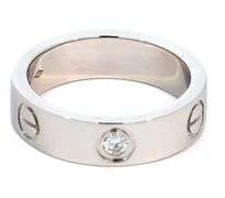 Cartier Single Diamond Love Band Ring in Platinum W/Box, SZ 54