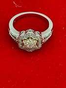 CERTIFIED 14K WHITE GOLD RING WITH WHITE AND PINK DIAMONDS