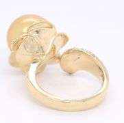 Divine Yellow Gold 12.5mm Golden South Sea Pearl and Diamond Ring