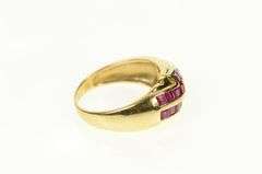14K Yellow Gold Princess Natural Ruby Encrusted Band Ring