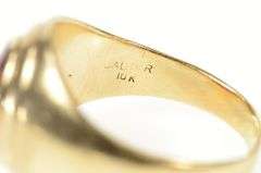 10K Yellow Gold Oval Syn. Ruby Retro Men's Statement Ring