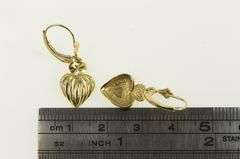 14K Yellow Gold Puffy Heart Love Symbol Dangle Earrings