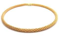 Woven Braid Mesh Choker Necklace in 18K