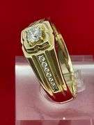 MEN'S CERTIFIED 14K YELLOW GOLD AND DIAMOND RING