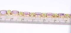 Handsome Yellow Gold Amethyst and Peridot Bracelet