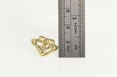 10K Yellow Gold Diamond Guardian Angel Heart Love Ring