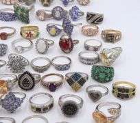 Big group lot of vintage 925 sterling silver gemstone rings
