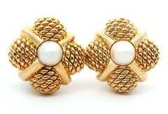 Chimento Cultured Pearl Woven Square Earrings in 18K