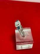 CERTIFIED 14K HITE GOLD DIAMOND AND SAPPHIRE RING