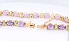 Handsome Yellow Gold Amethyst and Peridot Bracelet
