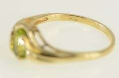 14K Yellow Gold Oval Peridot Vintage Statement Bypass Ring