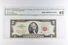 CGAI Gem Unc 65 $2 1963 United States Note Red Seal FR-1513