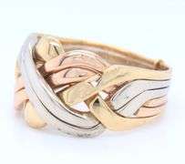 18kt Tri color gold puzzle ring