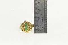 14K Yellow Gold Emerald Diamond Layered Geometric Ring