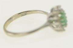 14K White Gold Oval Emerald Diamond Halo Engagement Ring
